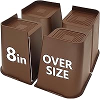 Vista 14 de Paquete de 4 elevadores de cama de 1 pulgada, elevadores de muebles de 2 pulgadas, negros, elevadores de cama resistentes para mesa, sofá, silla