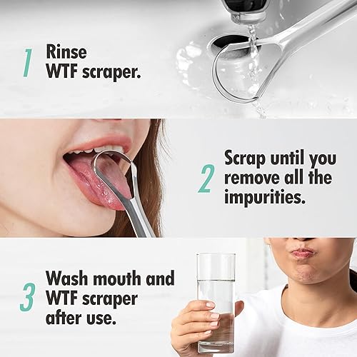 Miniatura 5 de Raspador de lengua fresco para adultos  Raspador de lengua 100% acero inoxidable para cuidado bucal  Limpiador de lengua  Limpiador de lengua