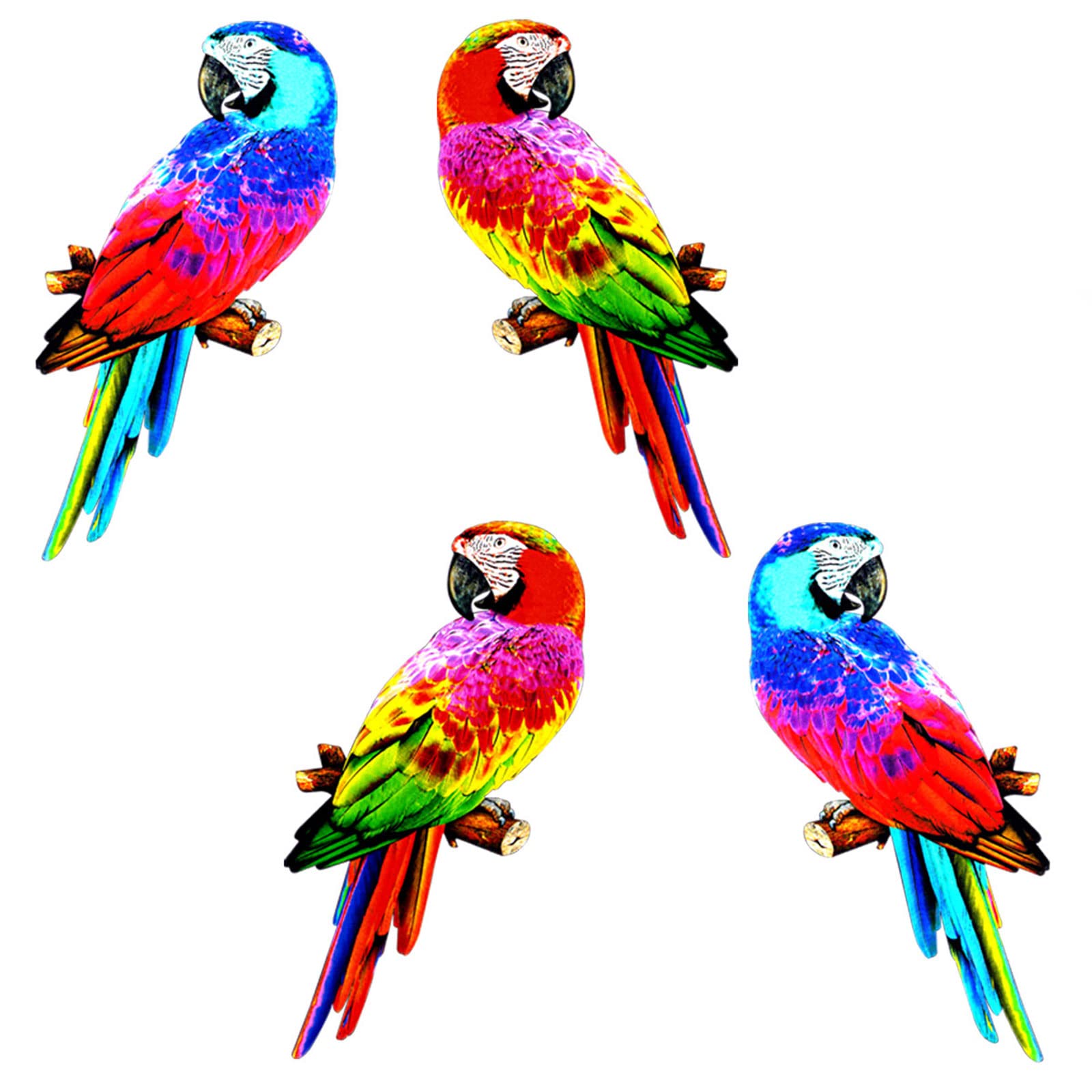 PANGBOER 4 statuette da parete in metallo da 38 cm con uccellini colorati da appendere per interni ed esterni