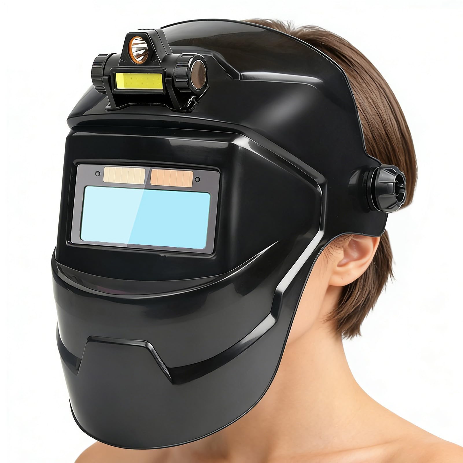 Casco per saldatura,Protezione saldatore con luce | Casco da Saldatura Autoscurante - per edilizia, industria, officina domestica e sicurezza uomo