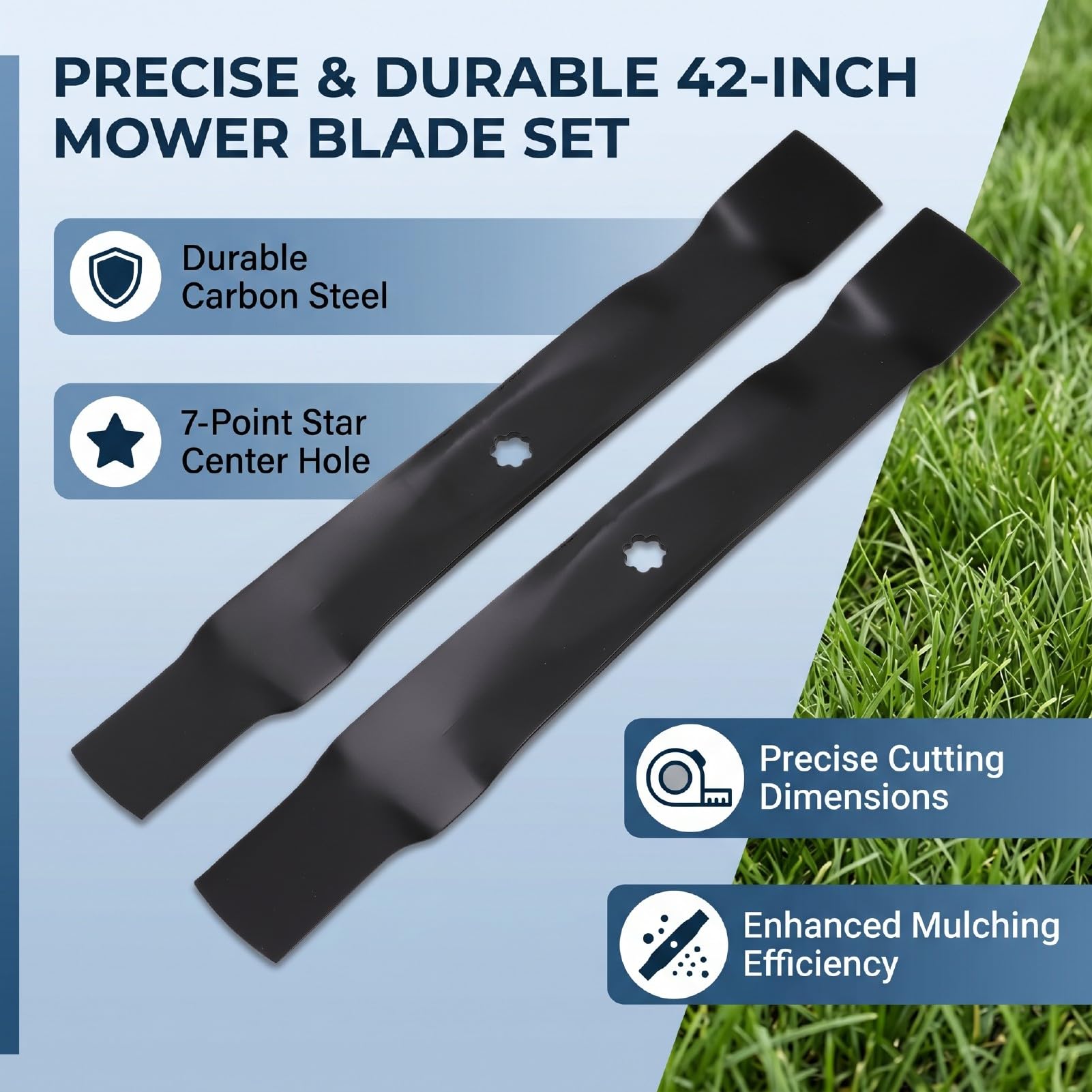 Yctze Lame di Ricambio per Tosaerba da 42 Pollici GX22151 GY20850 in Acciaio al Carbonio per Pacciamatura, Confezione da 2 per Trattorini da Prato E100 E120 X300 D110 S120