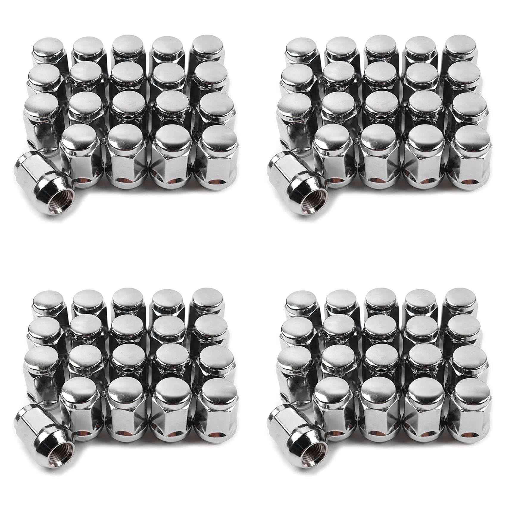 Jnchdghwa Silver 80Pcs 14X1.5 Lug Nuts - 19Mm Lug Nut 1.38 Inch Tall 3/4 Inch Hex Chrome Lug Nuts, For 1999-2021 1500