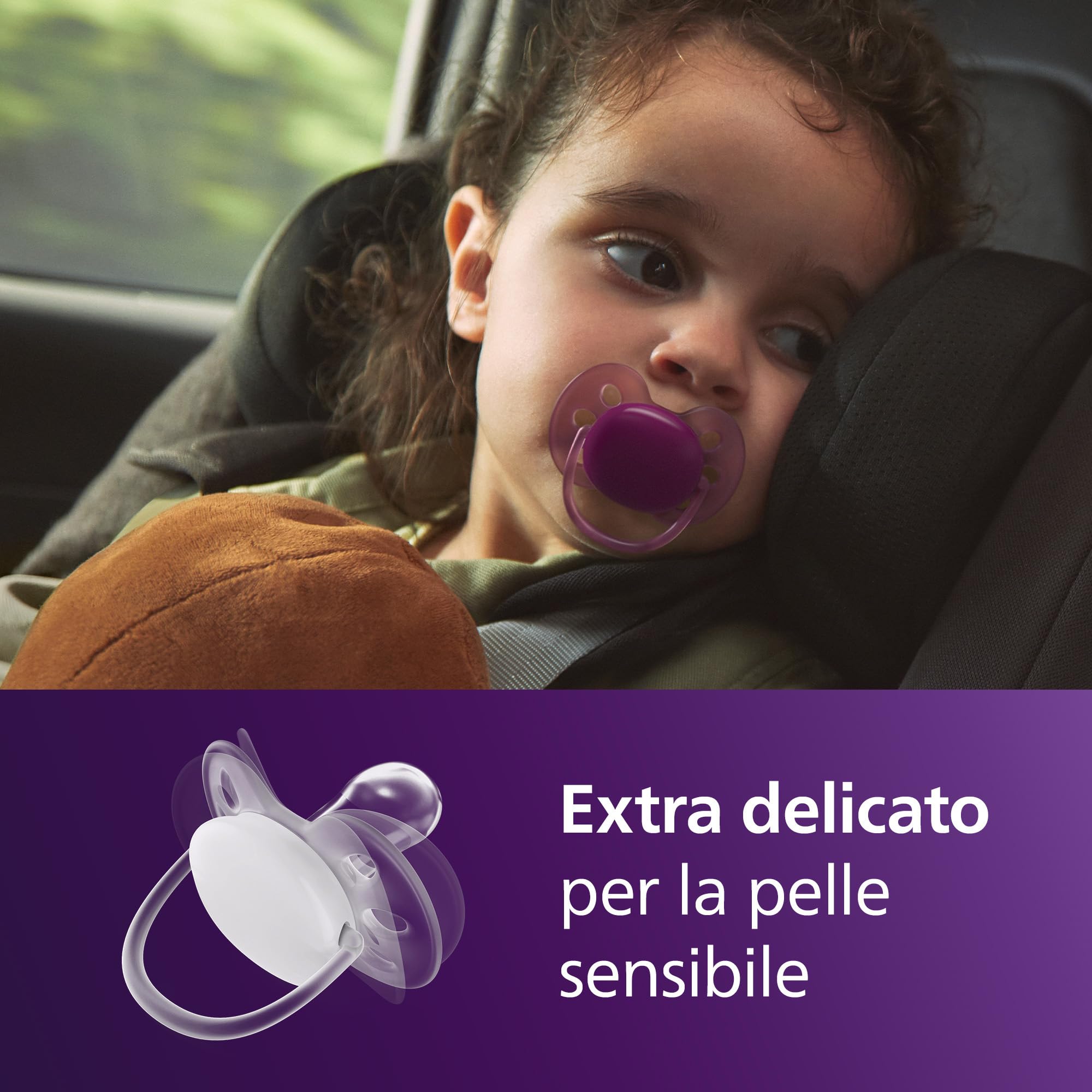 Philips Avent Ultra Soft Ciuccio ortodontico 18 mesi+ scudo flessibile tettarella simmetrica silicone senza BPA confezione da 2 SCF093/03