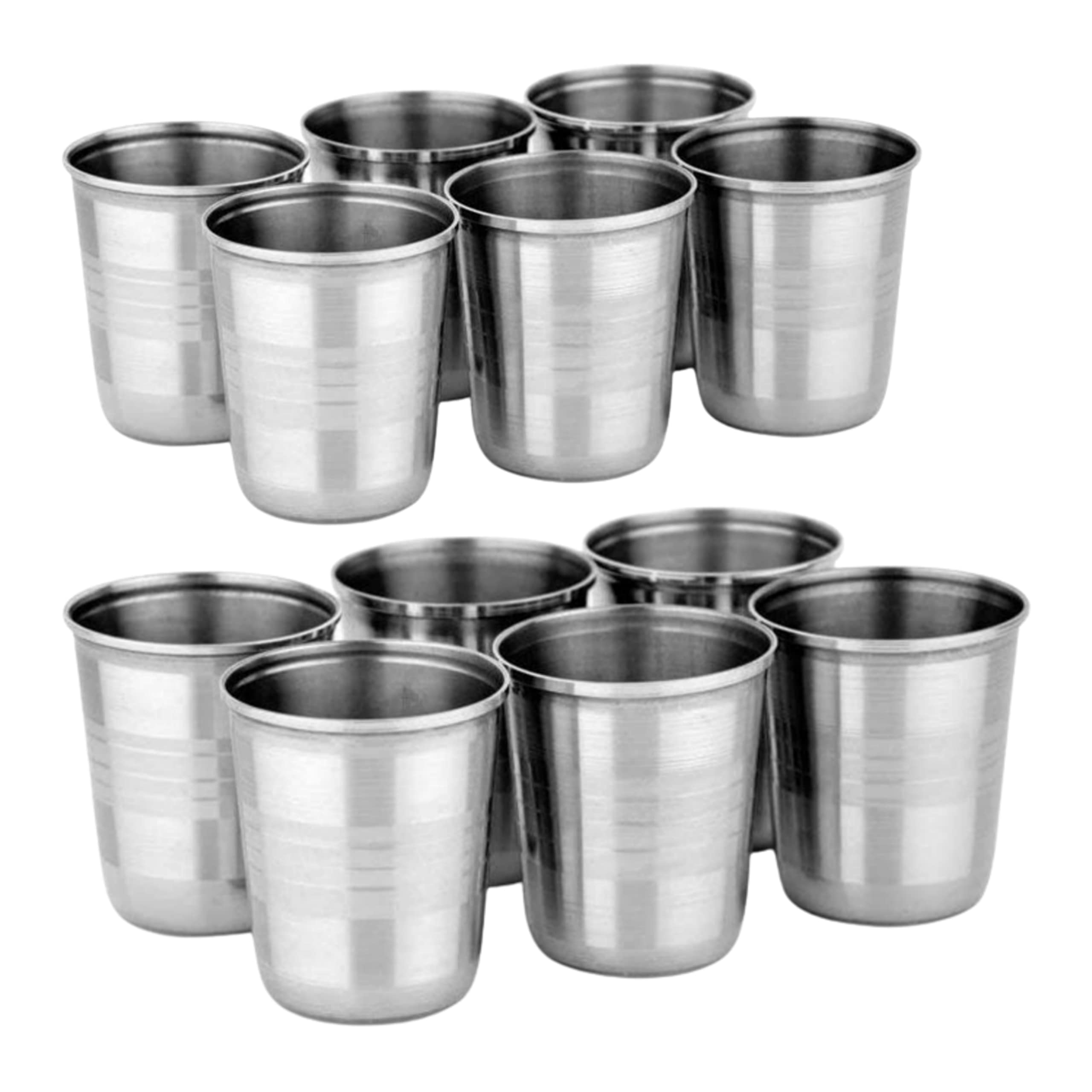 Buy Qmos Steel Glass Set of 12 pcs for Water |250 ml Drinking Steel Glass|Hight 8cm| (12 Sets) Online at Low Prices in India
