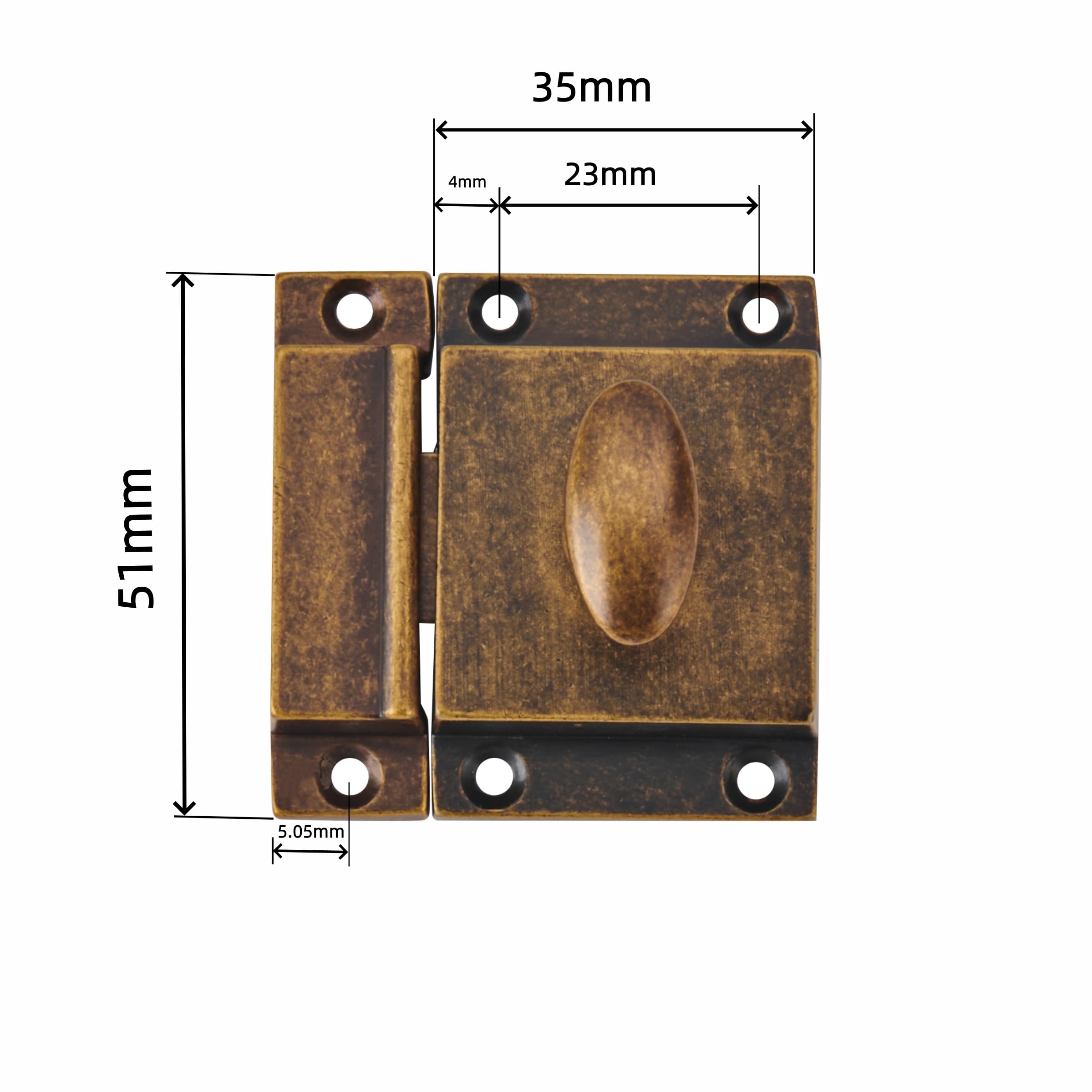 Vintage Oval Antique English Brass Cabinet Latch, Zinc Alloy — KHTUMEWARE