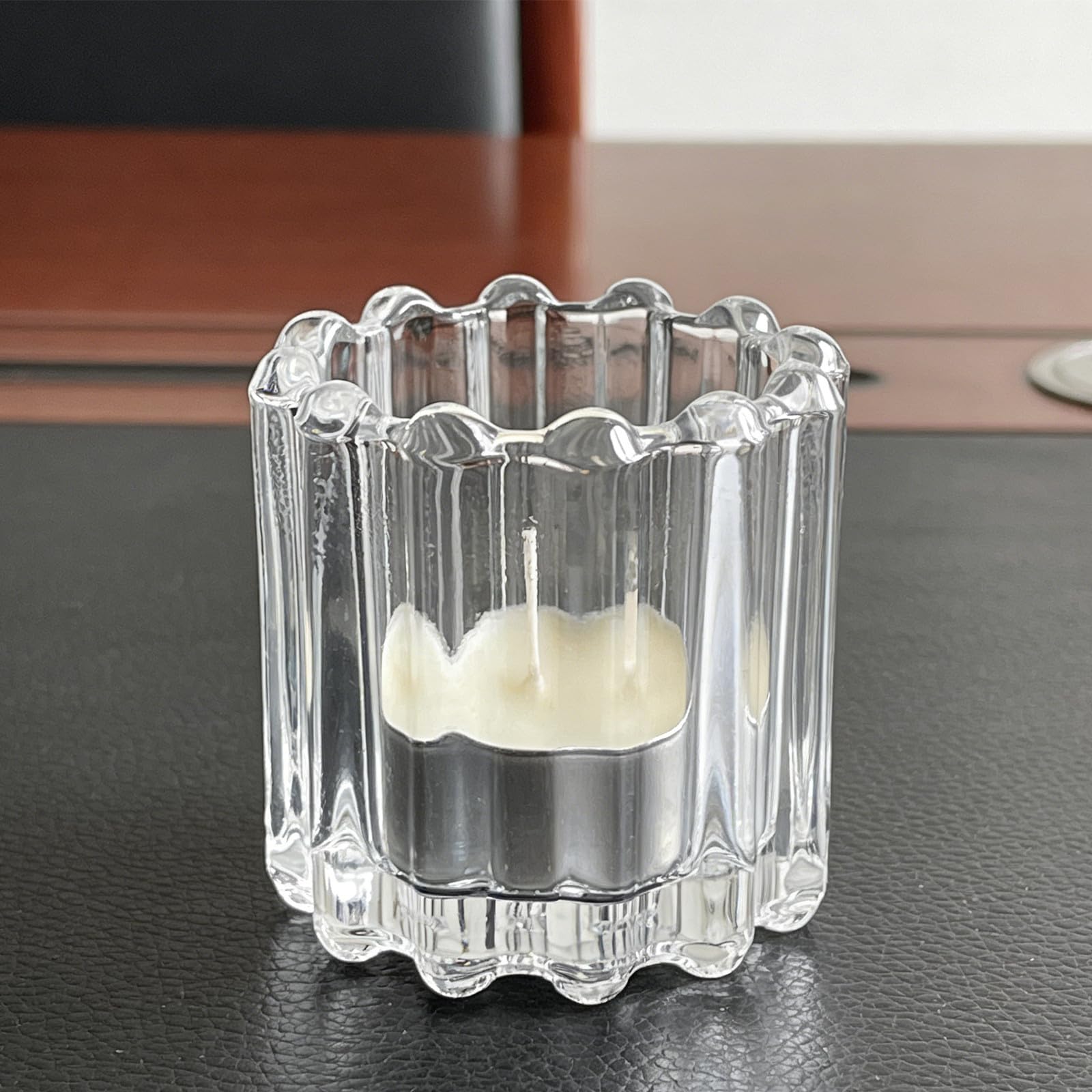 6 Piezas Portavelas Estilo Vintage Europeo de Cristal Transparente