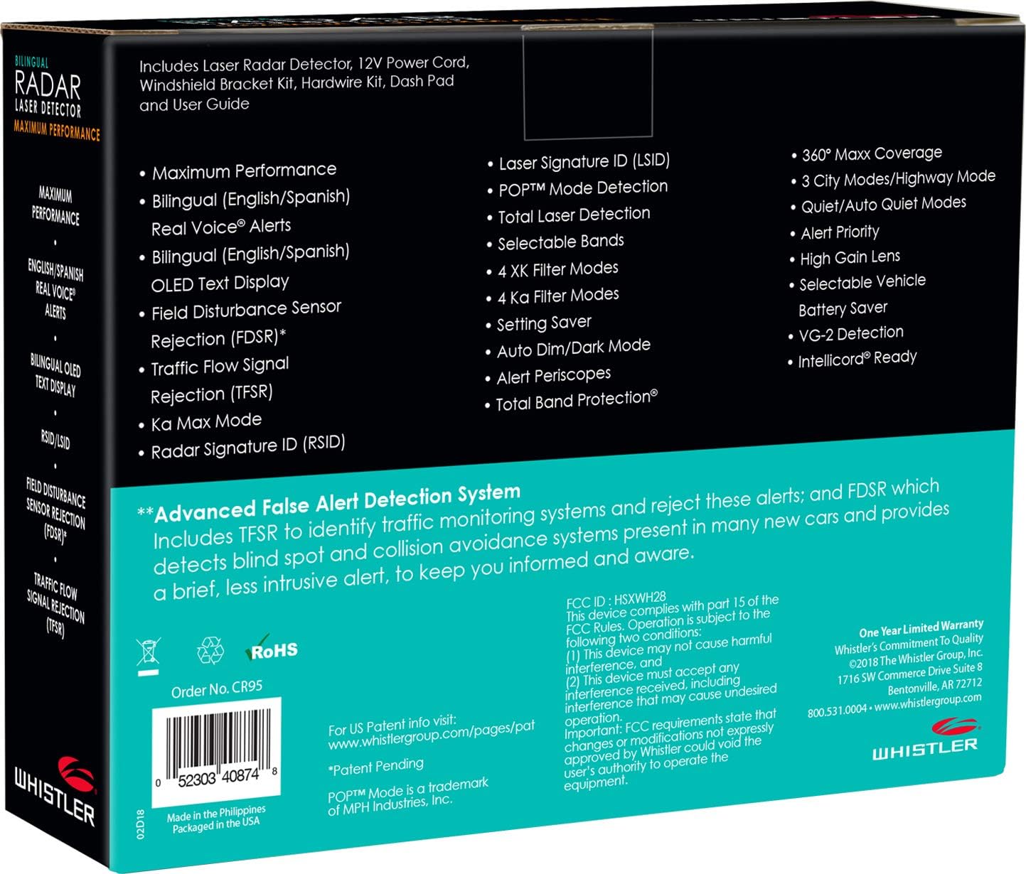 Whistler Laser Rdr Detect Oled Dis Auto Security, Detection & Convenience (CR95)