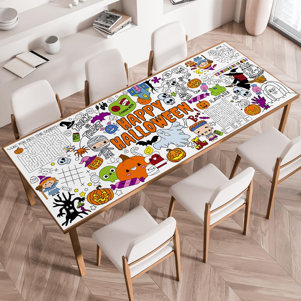 Buy Halloween Crafts for Kids, 72 x 35 Inches Giant Paper Halloween Coloring Tablecloth ...