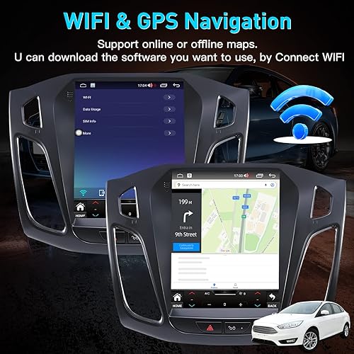 Miniatura 4 de Radio estéreo para automóvil Ford Focus 2012-2018 con Carplay/Android Auto, pantalla táctil IPS de 10.4 pulgadas de reemplazo con navegación