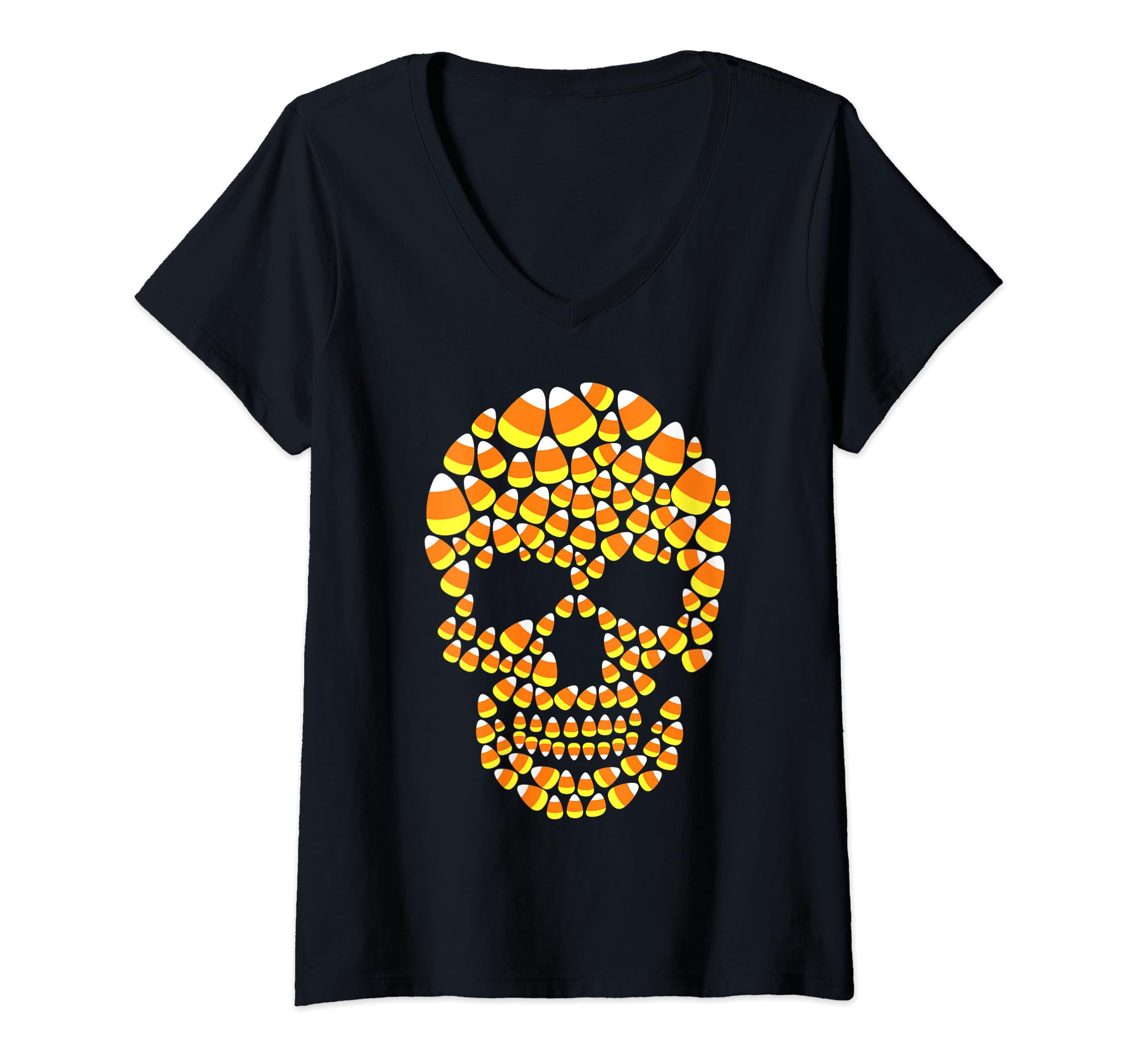 CANDY CORN Skull Halloween Funny Costume Men Kid V-Neck T-Shirt