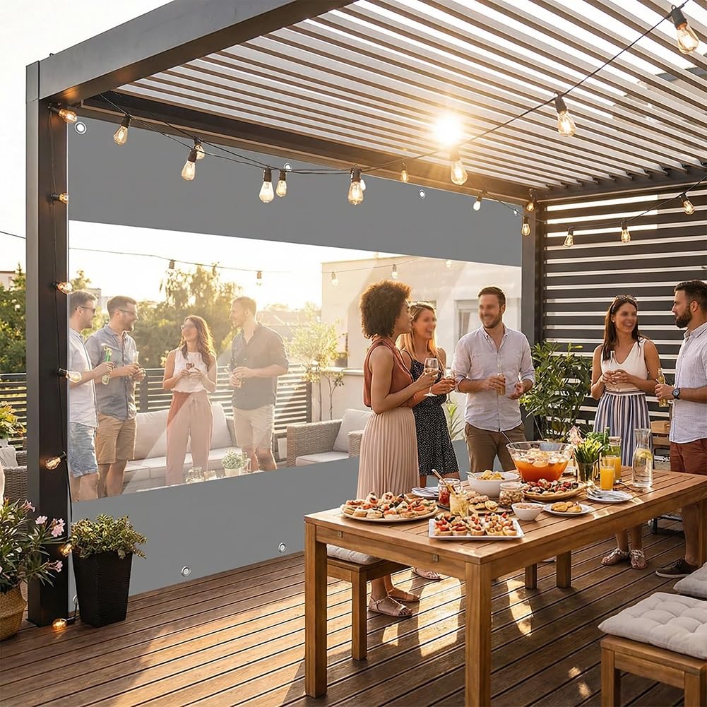 Rideaux d'extérieur transparents, bâche de séparation de garage, panneaux latéraux pour pergola, porte de maison, 2,5 x 2,9 m