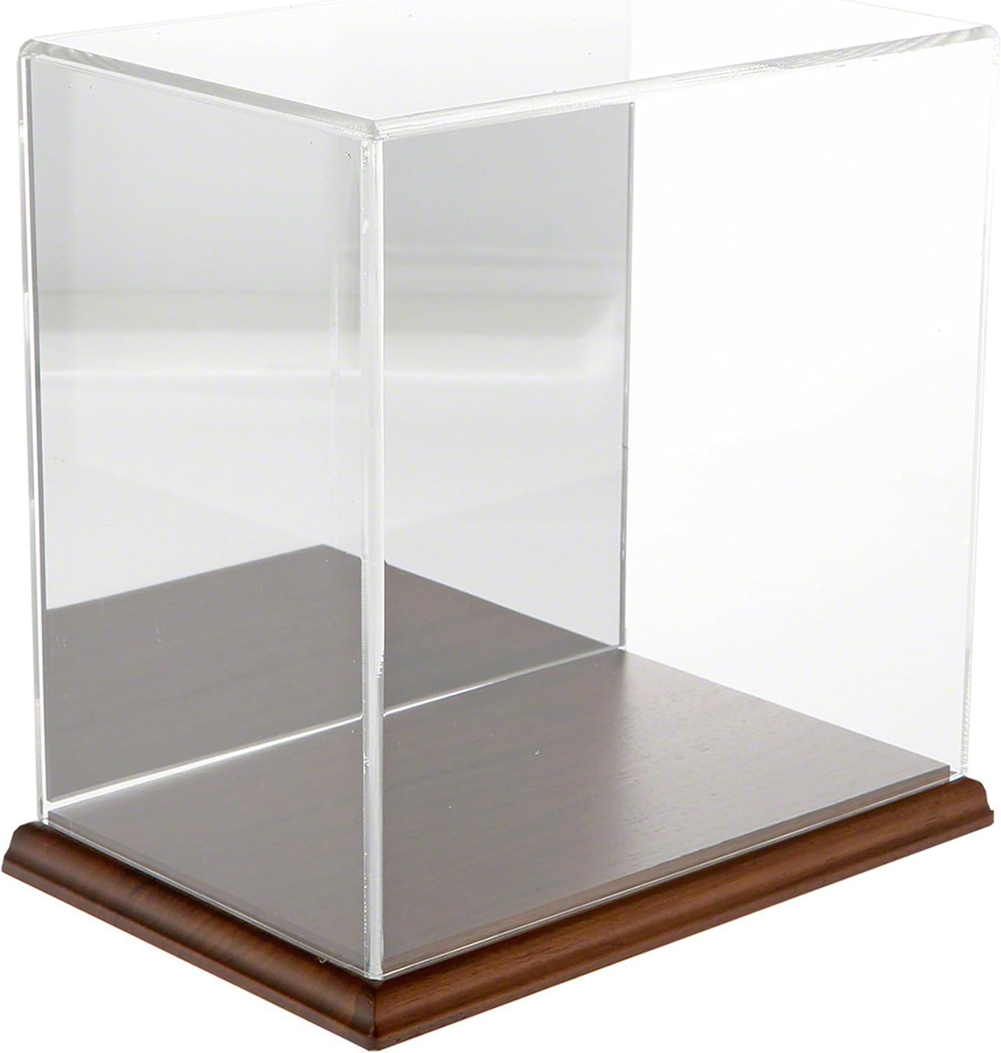 Plymor Clear Acrylic Display Case with Hardwood Base (Mirror Back), 9 W x 6 D x 9 H