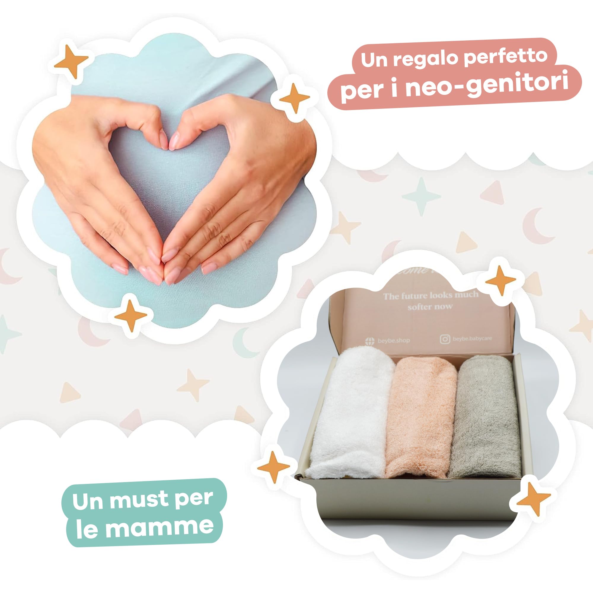 Asciugamano neonato neonato in bambù per bambini, 50 x 25 cm, set di 3 asciugamani da neonato in bambù, multiuso, indispensabile per neonato