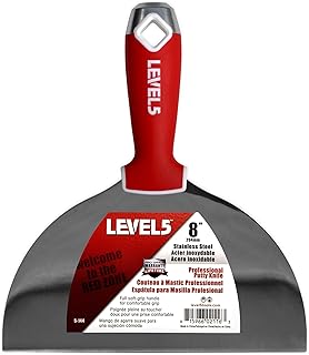 8" Soft-Grip Stainless Steel Drywall Joint Knife - LEVEL5 | Pro-Grade | Comfortable Finishing Hand Tool | Metal Hammer End...