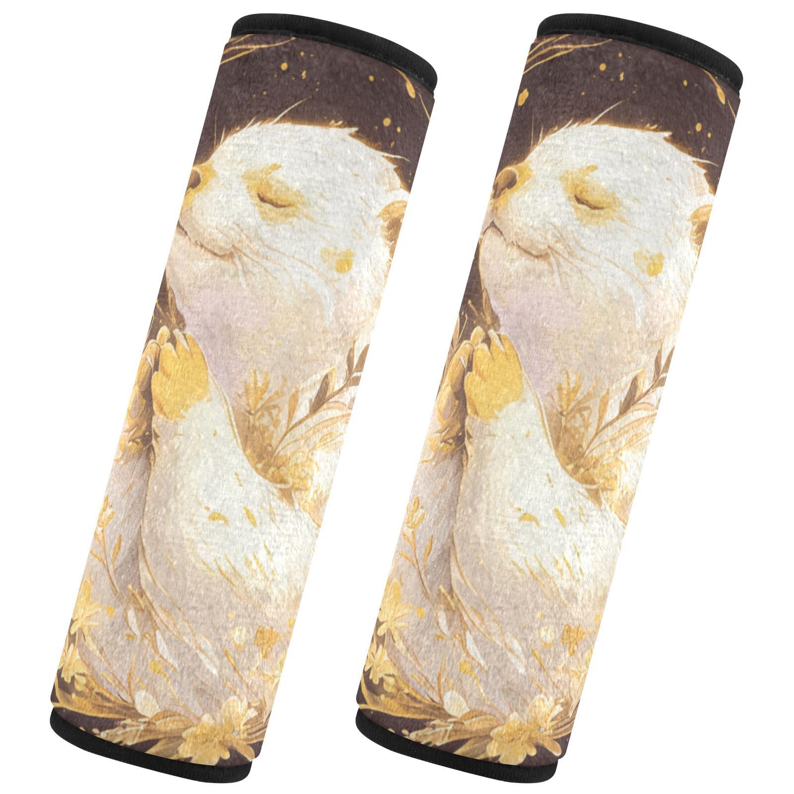 EtherSpher Praying European Otter Gold Belt Strap Covers, More Comfort Driving, carseat Belt Cover for Bag SUV Bag Protector para cinturón de carro 2 pcs