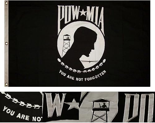 Premium 3x5 Embroidered Sewn POW MIA POWMIA 100% Cotton Flag 3'x5'
