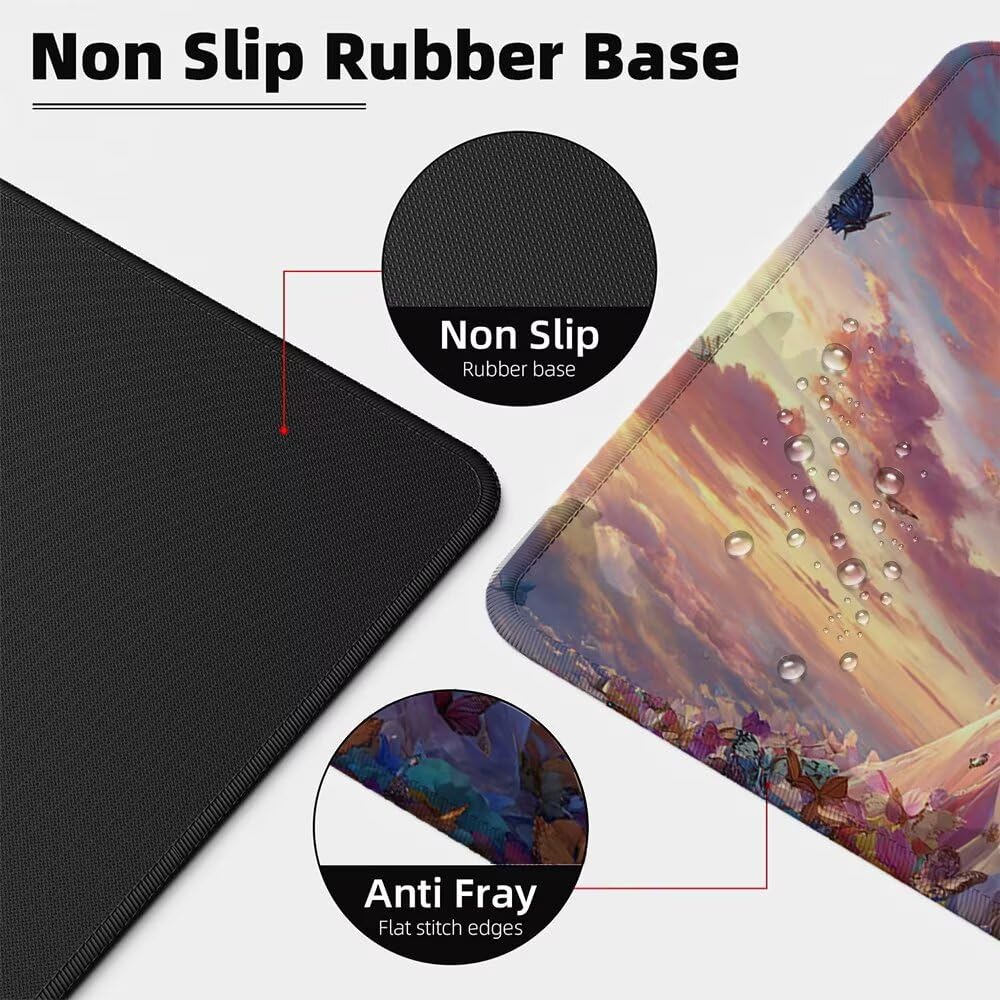 Alfombrilla Ratón XXL 1600x800x3 mm Mouse Pad Grande Gaming Niña Alfombrilla Escritorio,con Base de Goma Tapete Escritorio con Bordes Cosidos, Impermeable Antideslizante Ordenador Desk Mat zj-583