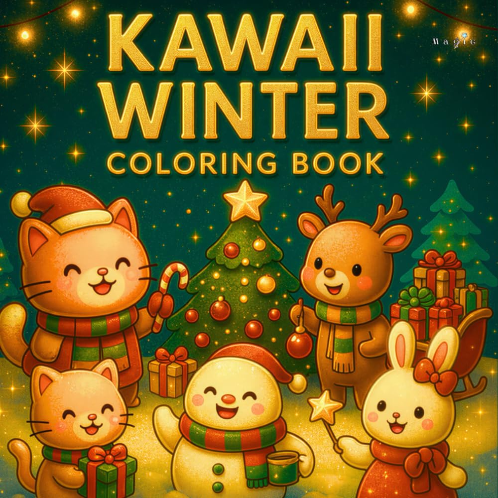 Kawaii Winter Coloring Book: Relaxing Winter Scenes with Cute Characters, Snowy Towns & Holiday Magic – A Perfect Gift for Girls, Kids & Teens