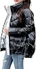 Womens Puffer Jacket Plain Winter Jacket Warm Stand Collar Transition Jacket Shiny Down Jacket Short Cut Padded Quilted Jacket