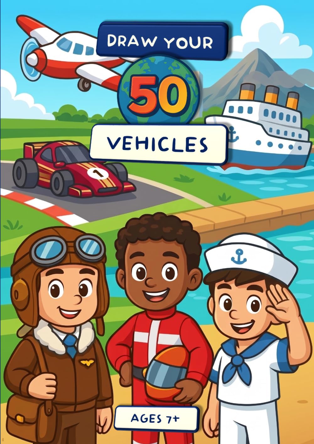 Draw Your 50 Vehicles: Creative Drawing Prompts for Kids: Fun and Educational Vehicle Drawing Prompts with Facts – Imagination and Creativity Activity Book for Kids Ages 7–12