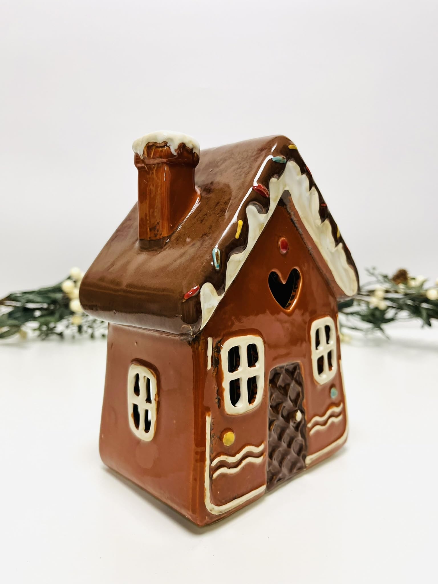 My Square Mile Gingerbread House (18Cms) Tealight Candle Holder Housewarming Gift Cottage Ceramic Village Pottery House Ornament (Gingerbread House (18Cms))