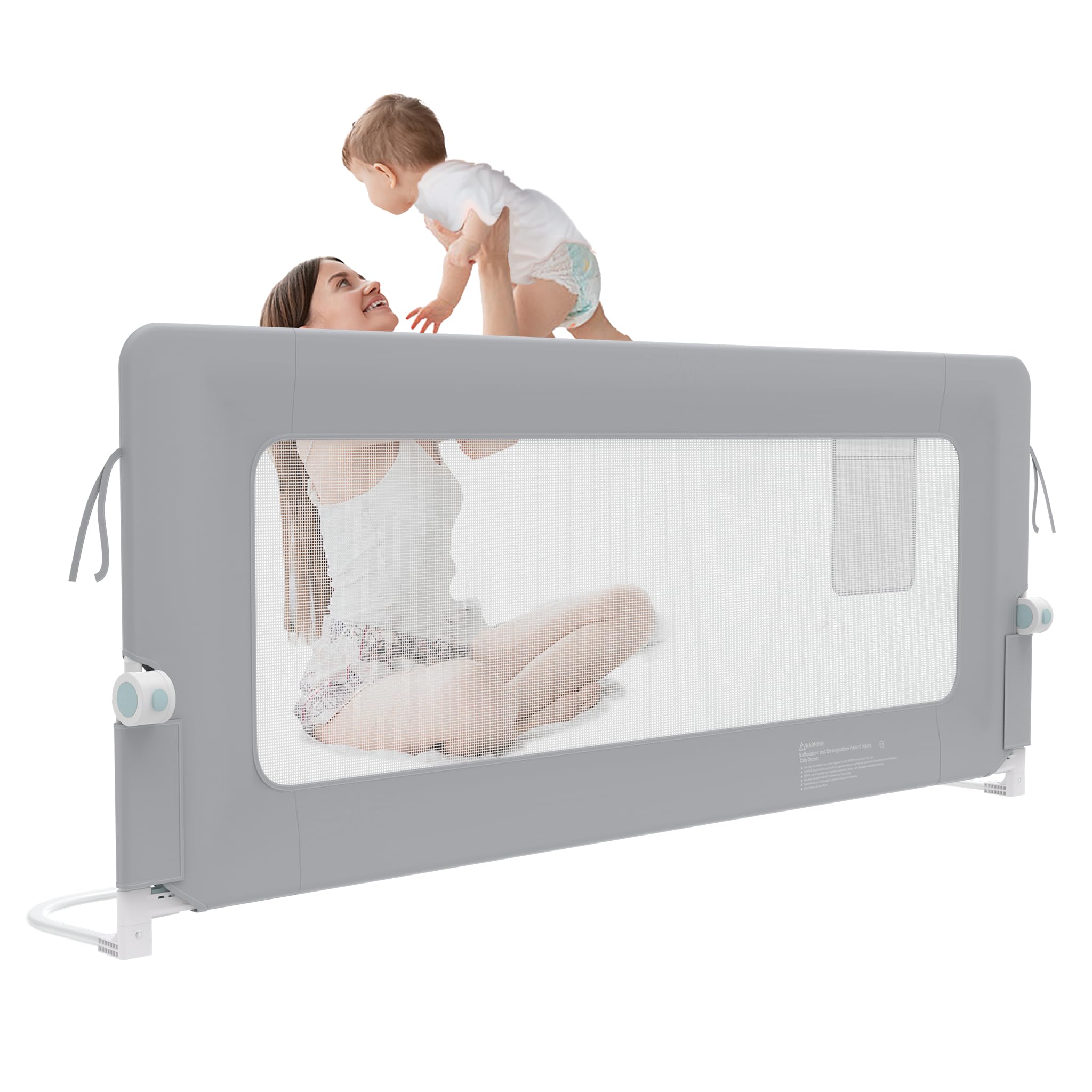 Froadp Protezione per Letto Anticaduta per Bambini, Griglia di Sicurezza per Letto Pieghevole per Bambini, Protezione Anticaduta per Letto per Bambini, Protezione per Letto per Bambini (Grigio Chiaro