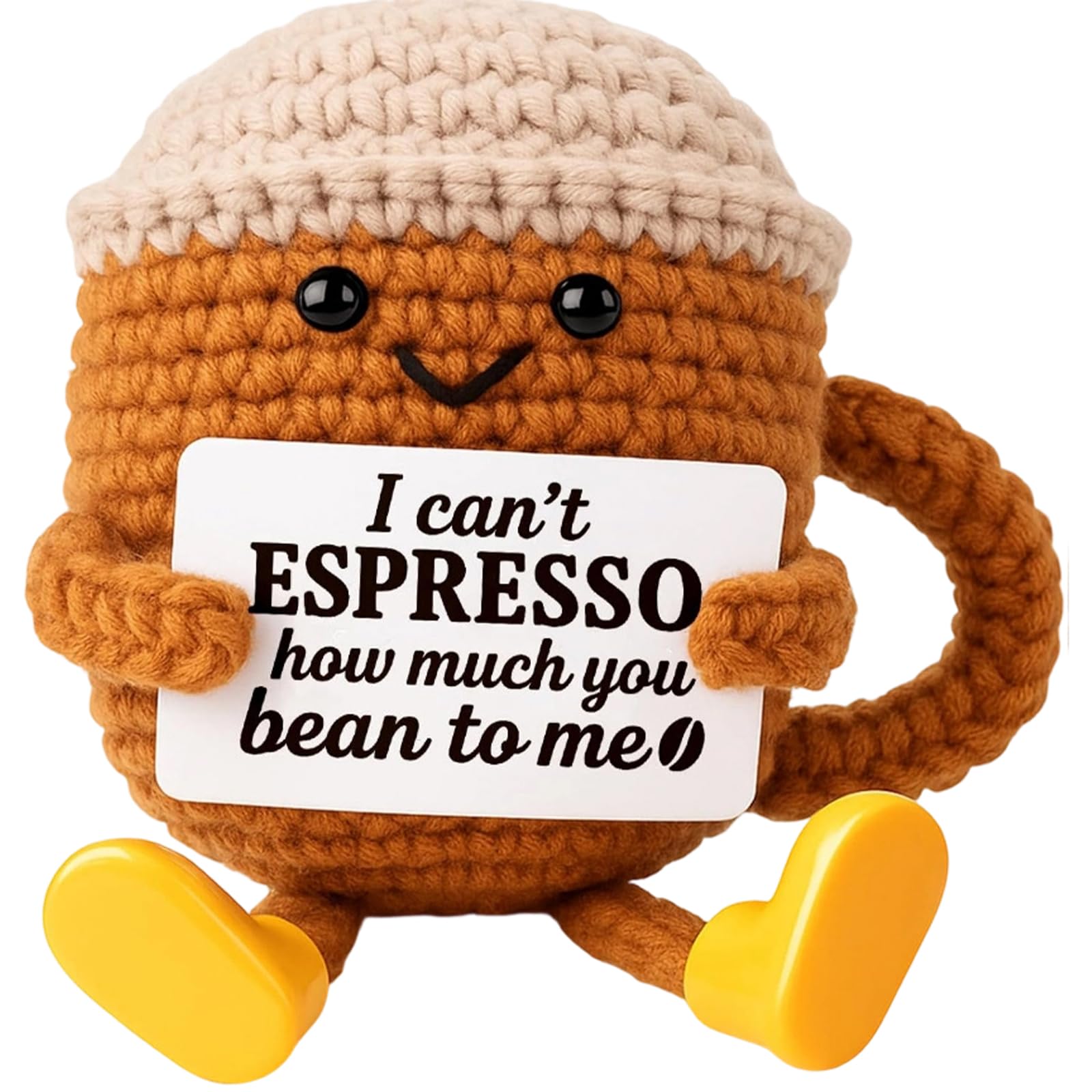 Crochet Toys, Soft Toy Coffee Cup with Long Legs, Handmade Crochet Doll for Office Desk Decoration, Coffee Lovers Crochet Gift, Emotional Support Companion-image-13