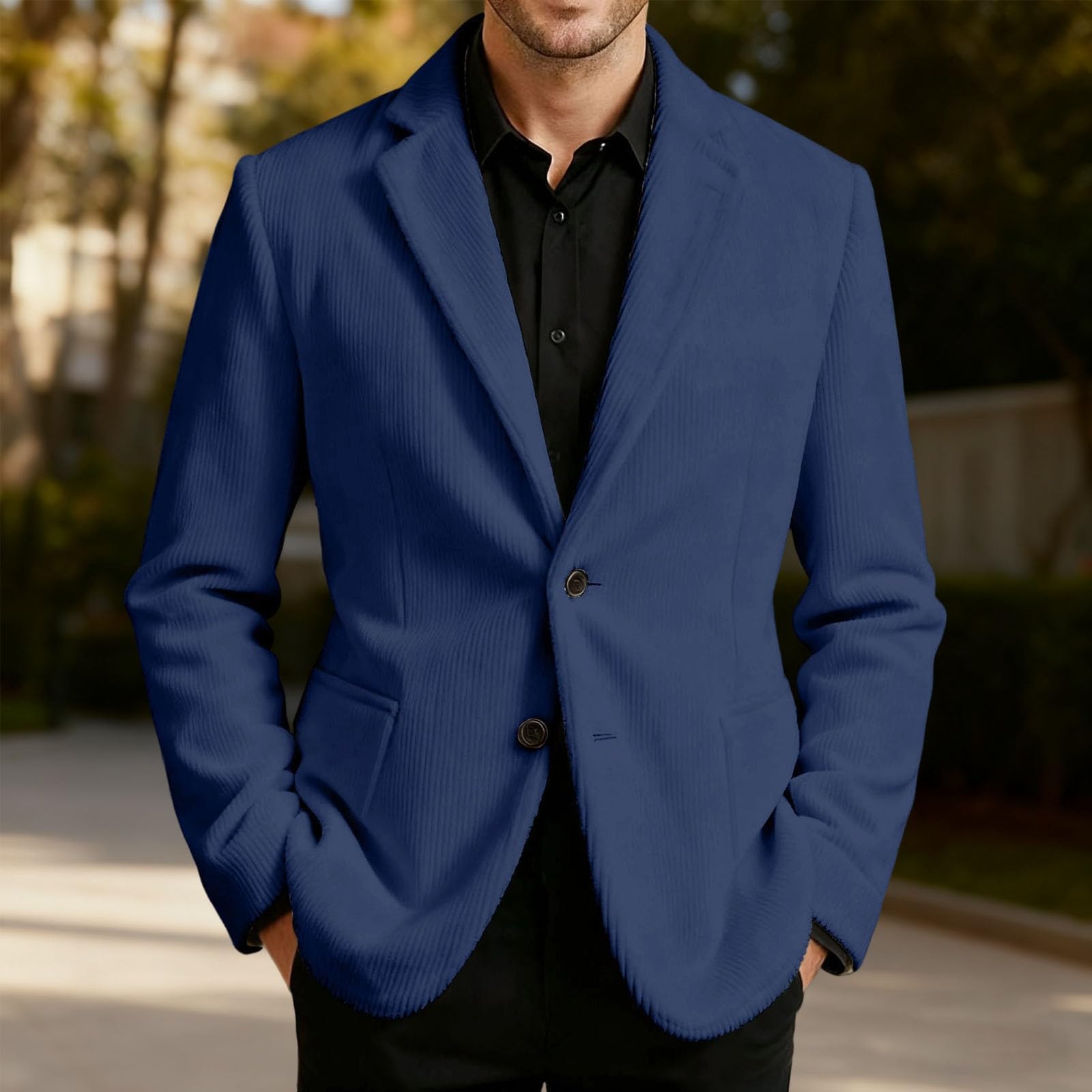 Blazer Uomo Elegante, Giacca Uomo in Velluto a Coste per Lavoro e Occasioni Formali con Design a a Punta e a Lancia
