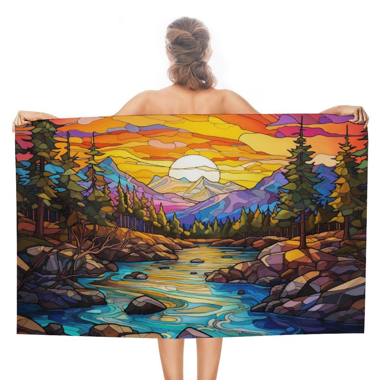 Serviette de plage pour la piscine et le bain Stained Glass Stream
