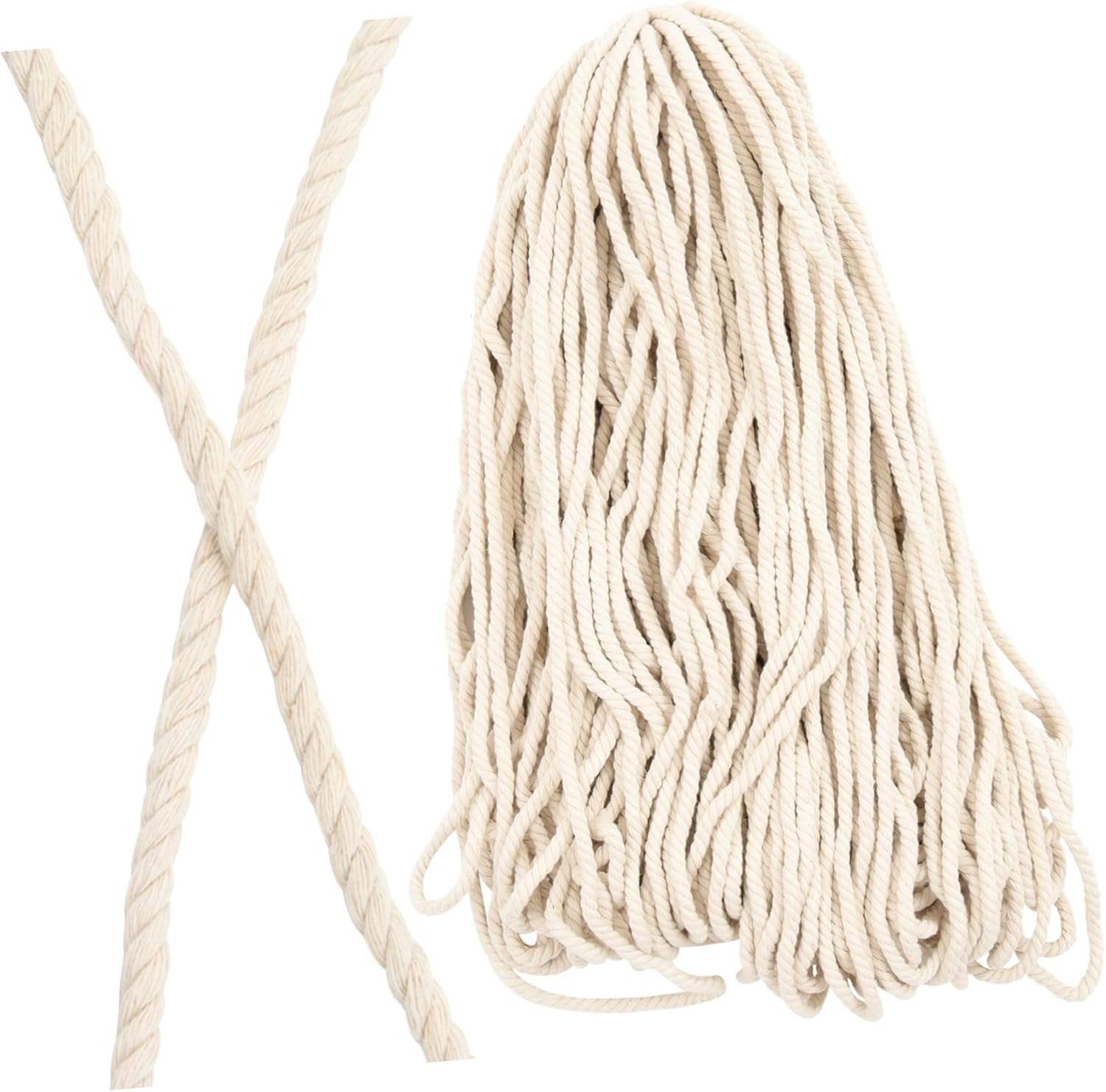 3-Ply Natural Cotton Rope 1 Roll Multi-Functional Braided Woven Rope for DIY Crafts Garden Hanging Planter and Home Decor