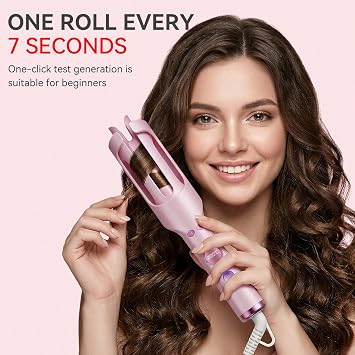 Hair Curler Automatic Rotating, Beach Waver Hair Curler for Long Hair, Even Heat conduction&Cool Air Mode Protect Hair from Damage,300M Ionic, T-Gloss Coating, Anti-Scald Tangle-Free Dual Voltage 30mm