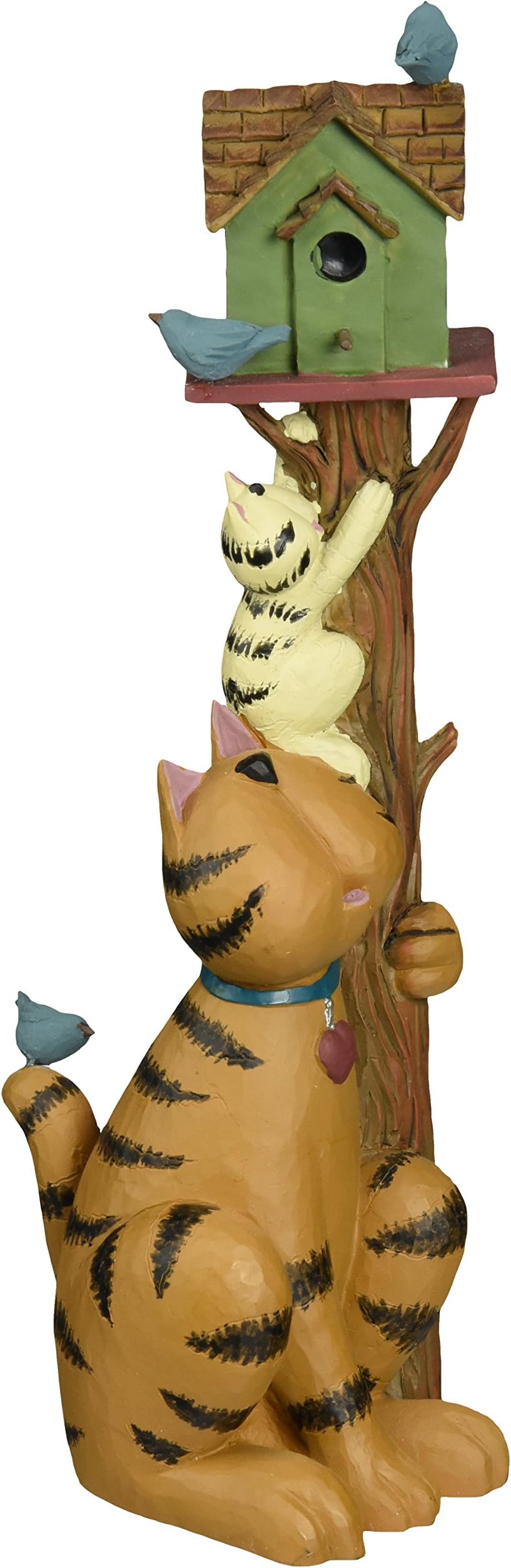up a Tree Kitty Cat with Birdhouse Stand Figurines