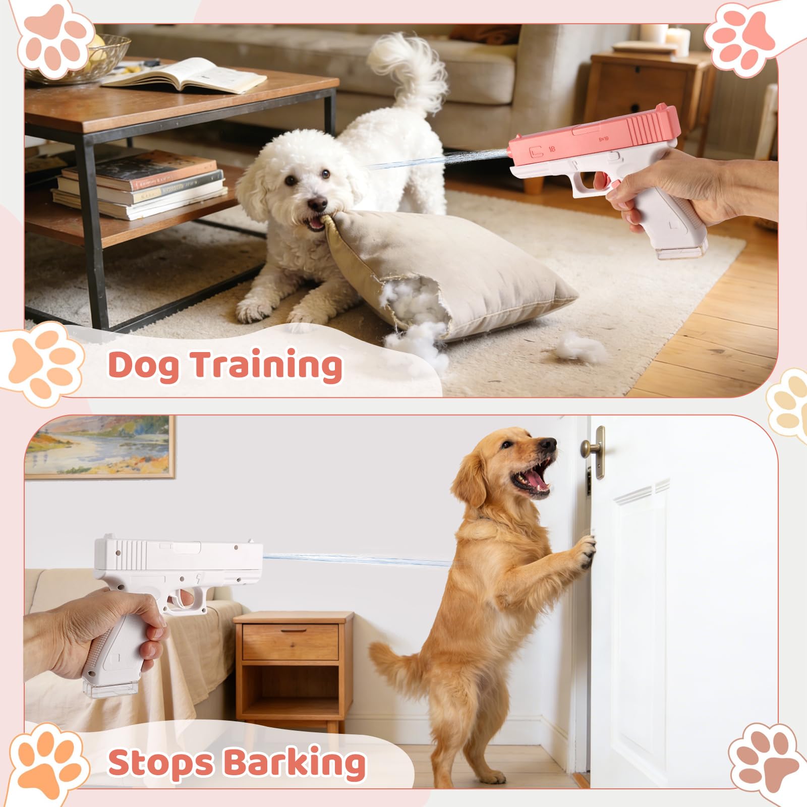 Lot de 2 pulvérisateurs pour chats et chiens - Pistolet de pulvérisation d'eau dissuasif pour chiens et animaux de compagnie - Réservoir d'eau amovible pour réduire les fuites