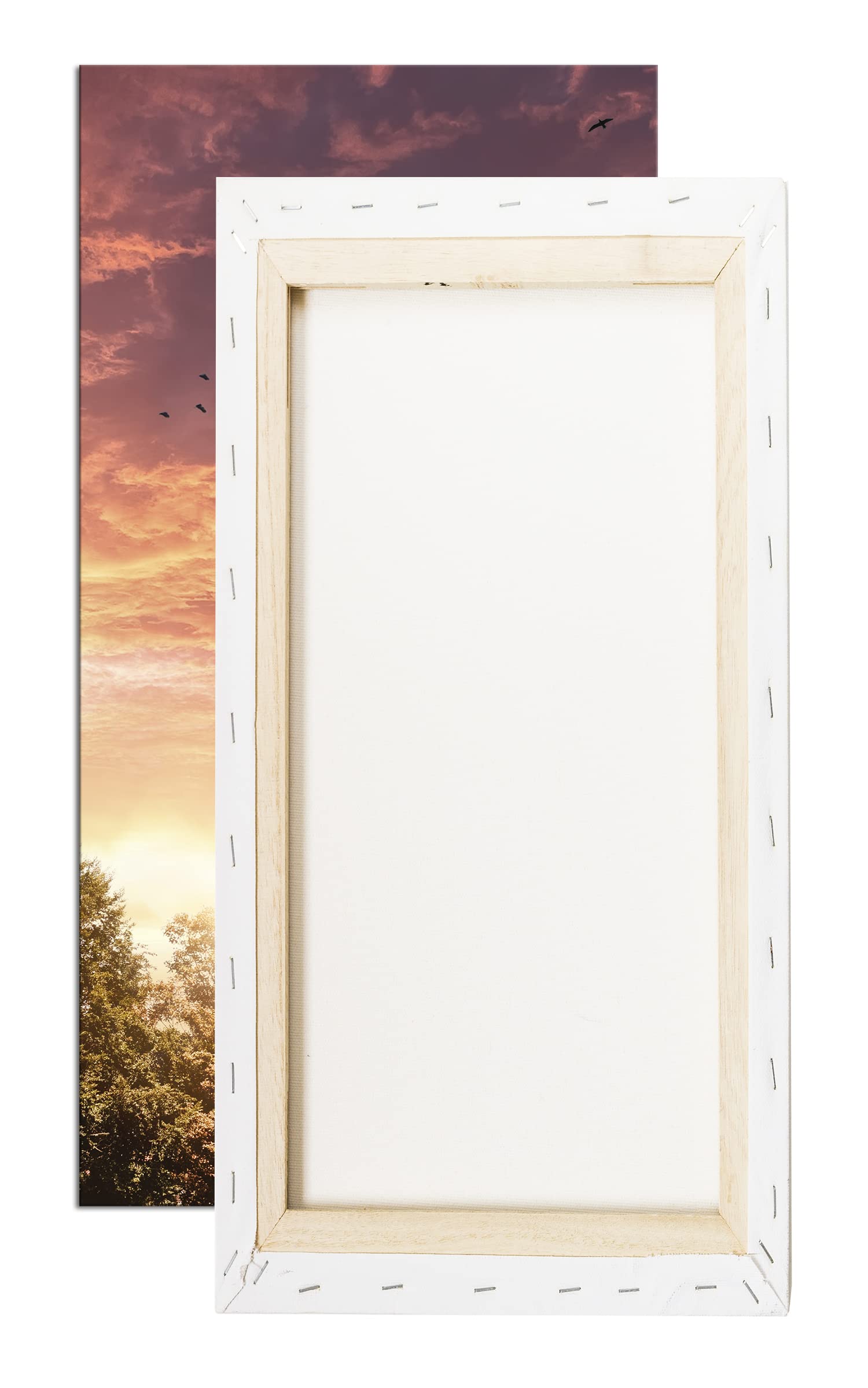 Martinskirche bei Sonenaufgang Panorama 120 x 60 cm jako obraz na płótnie, motyw oprawiony na ramie z prawdziwego drewna, wysokiej jakości druk cyfrowy z ramą