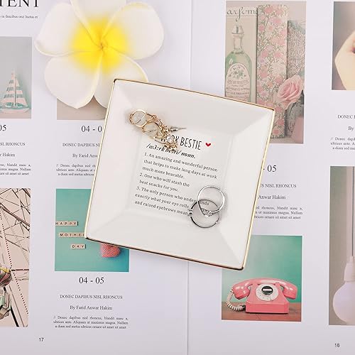 Miniatura 4 de XJF Work Bestie - Plato de cerámica para joyas, regalos de trabajo para mujeres, regalos de agradecimiento para compañeros de trabajo, regalo de