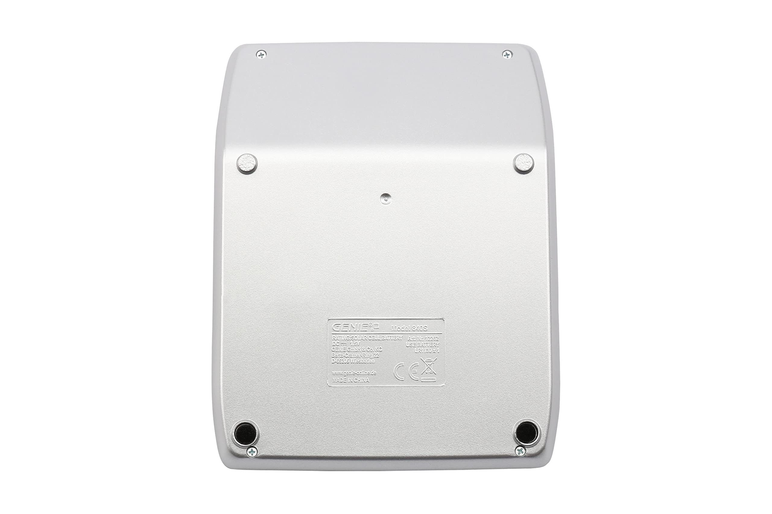 Genie 840 S - Calculadora de con pantalla inclinada de 10 dígitos (panel solar y batería), color plateado
