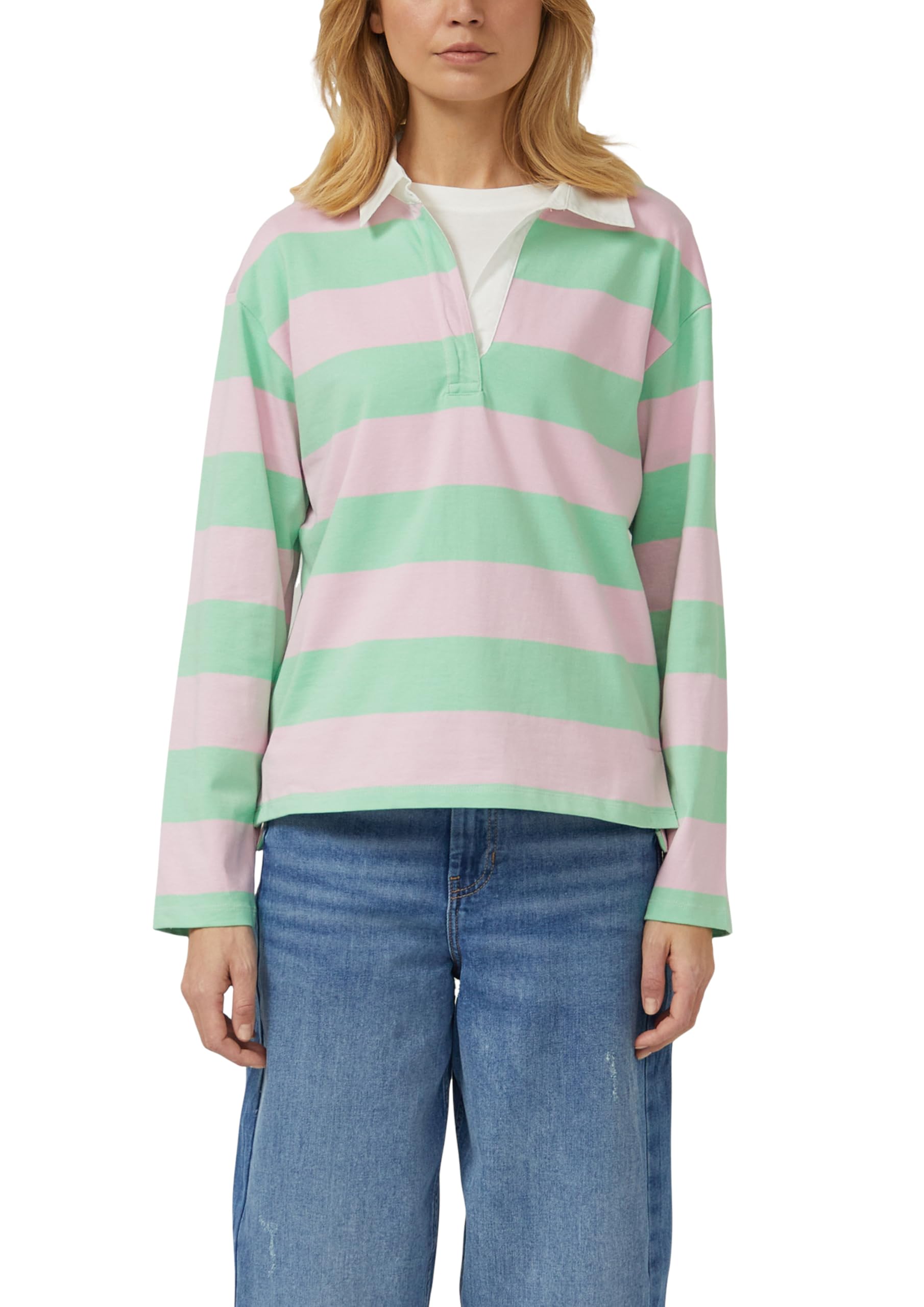 s.Oliver Gestreiftes Baumwoll-Shirt mit Hemdkragen