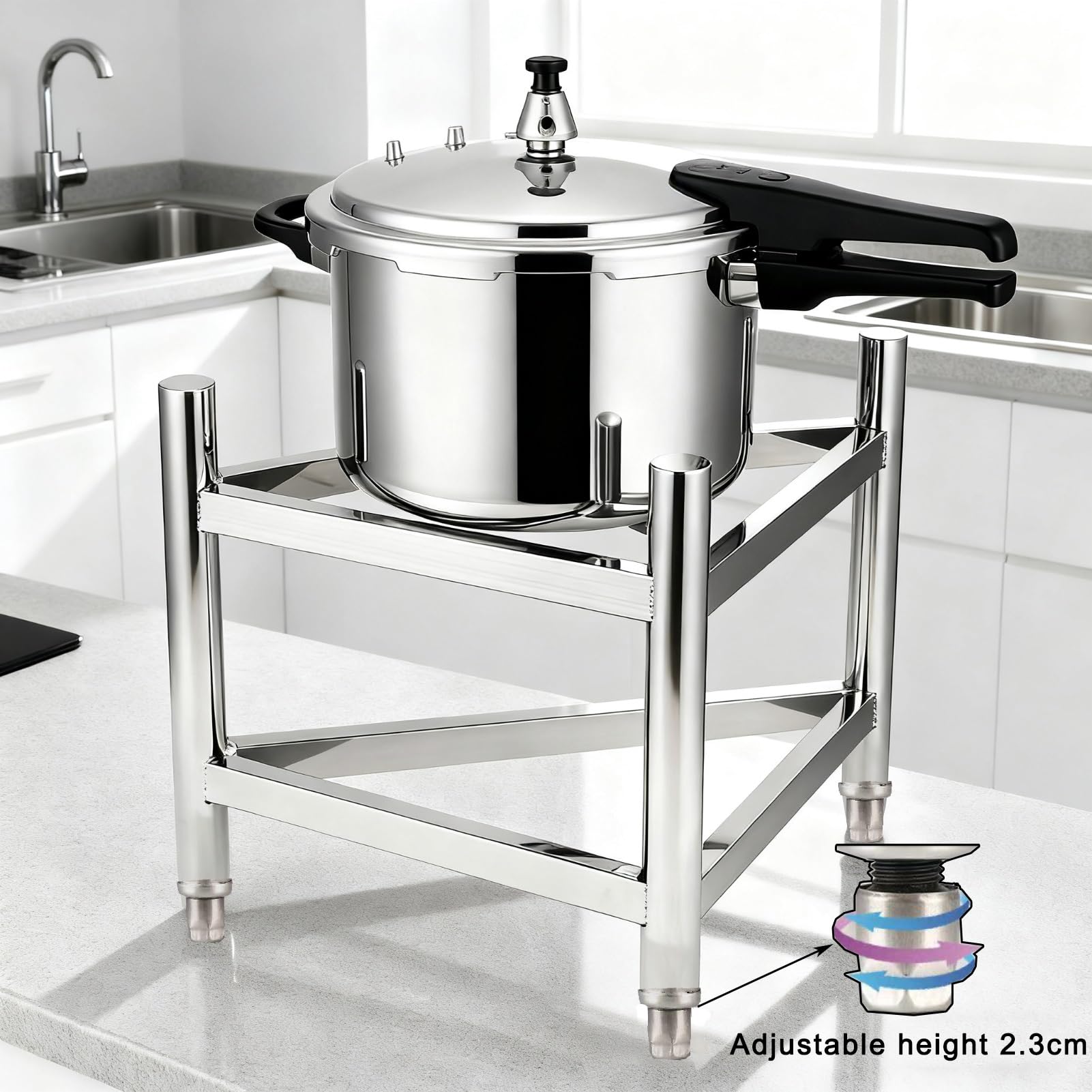 Rejilla Ollas Acero Inoxidable Alta Resistencia, Base Cubeta Comida con Altura Ajustable, Soporte Equipo Cocina Comercial, Ideal Restaurantes(45x50cm)
