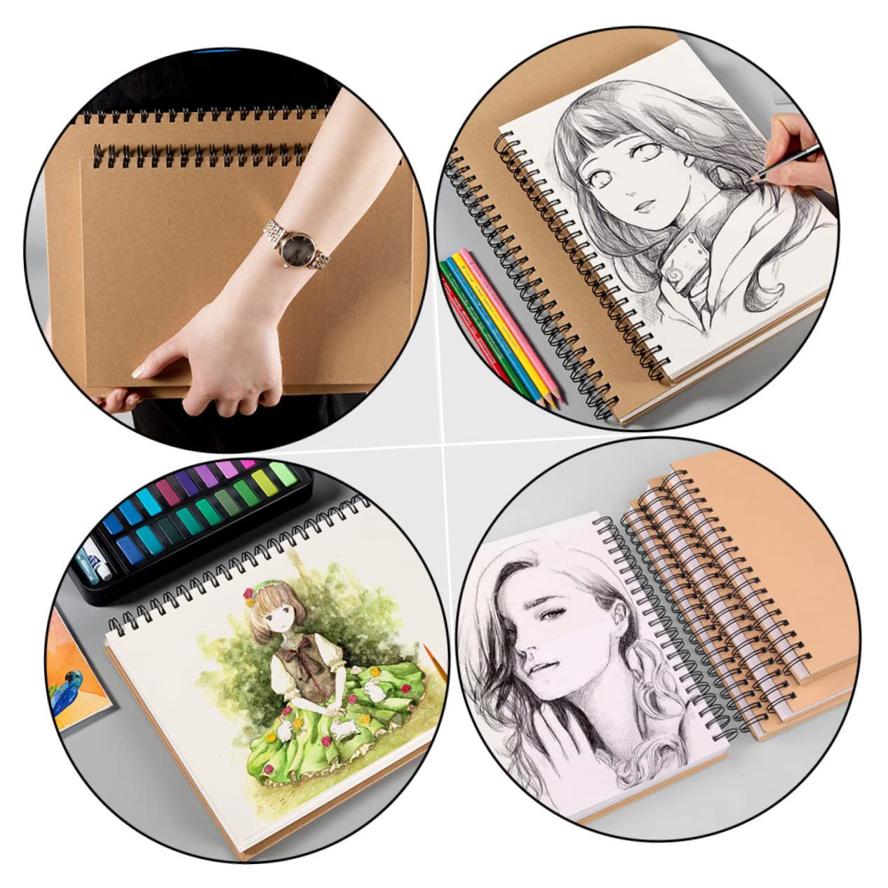 Gatuida 1pezzi Libro Spirale per Disegno Album da Disegno per Studenti Libro da Pittura per Ragazza Realizzato in Materiale di Leggero e Portatile per Viaggi e Attività all Aperto