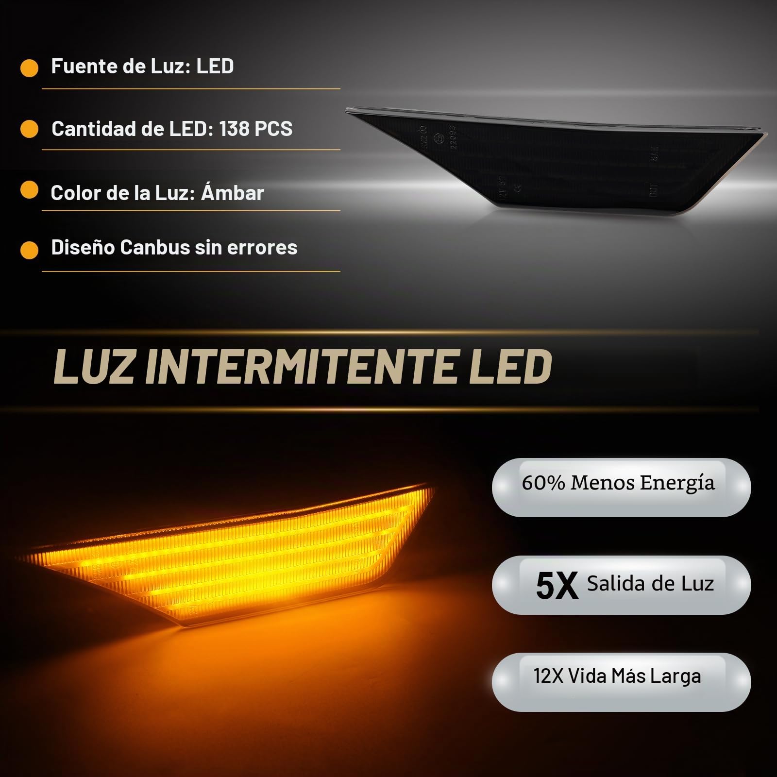 Intermitente Lateral LED para Honda Civic 10GEN 2016 2017 2018 2019, luz LED intermitente con bus Canbus, Indicador Laterales, 2 Piezas