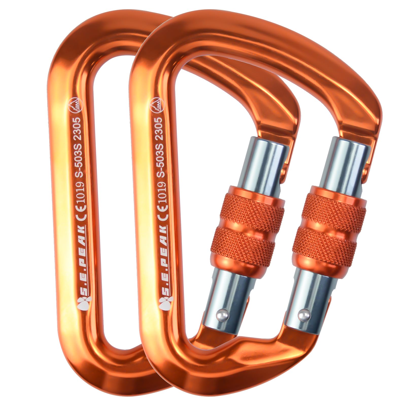 SEPEAK UIAA 30kN Locking Climbing Carabiner, Professional Heavy Duty Screwgate Clip for Outdoor Climbing, Mountaineering, Rappelling, Camping, Hiking, Swing,Large D Carabiner Hook/6744lb