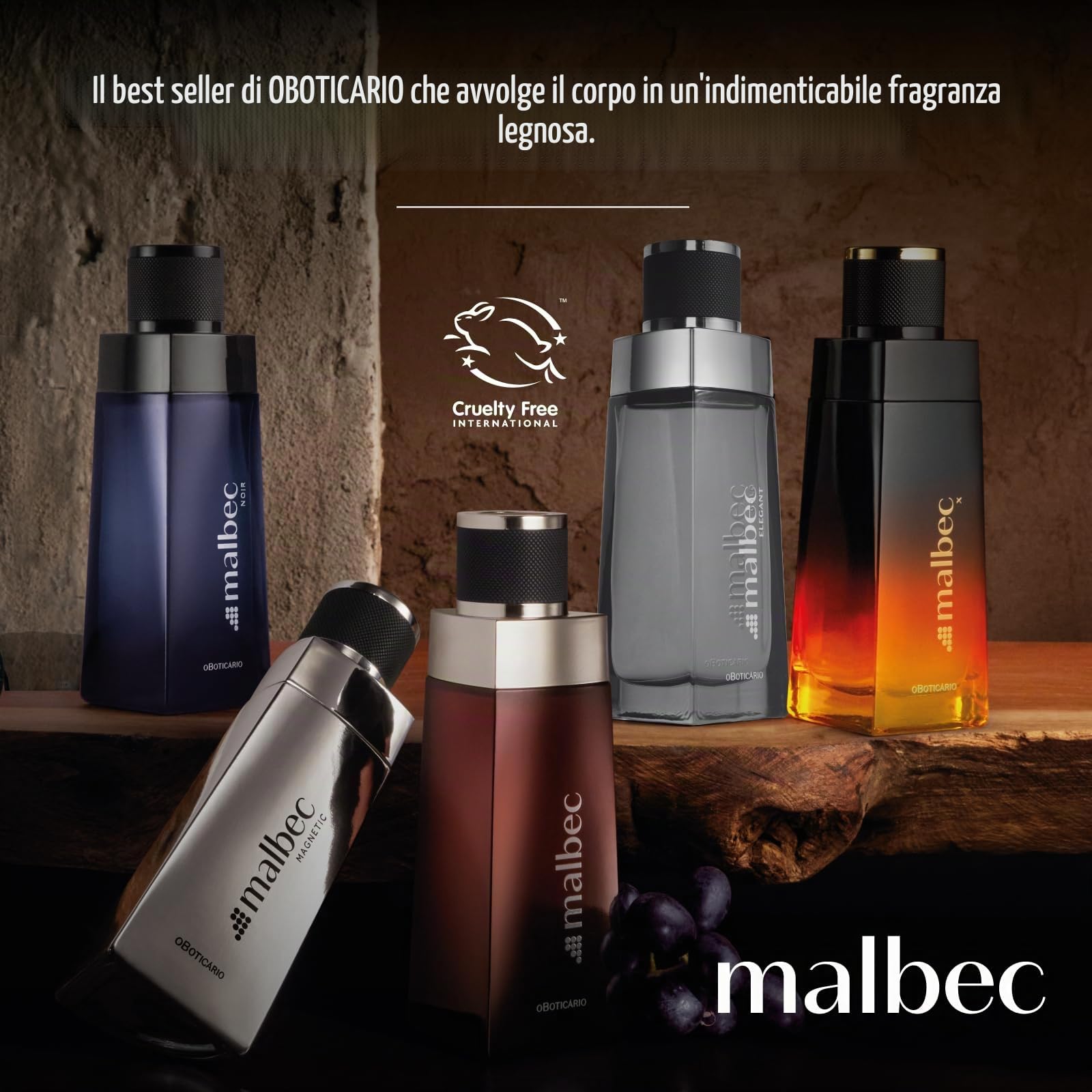 O Boticário Malbec Bleu Eau de Toilette EDT Colonia Profumo Uomo Fragranza Legno Fougére Sandalo, Muschio di Quercia e Aquozone 90 ml