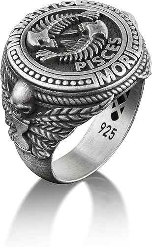 Miniatura 3 de BySilverStone Jewelry Anillo de plata para hombre, anillo de sello Piscis Memento Mori, anillo de esqueleto de pez para mejor amigo, anillo con