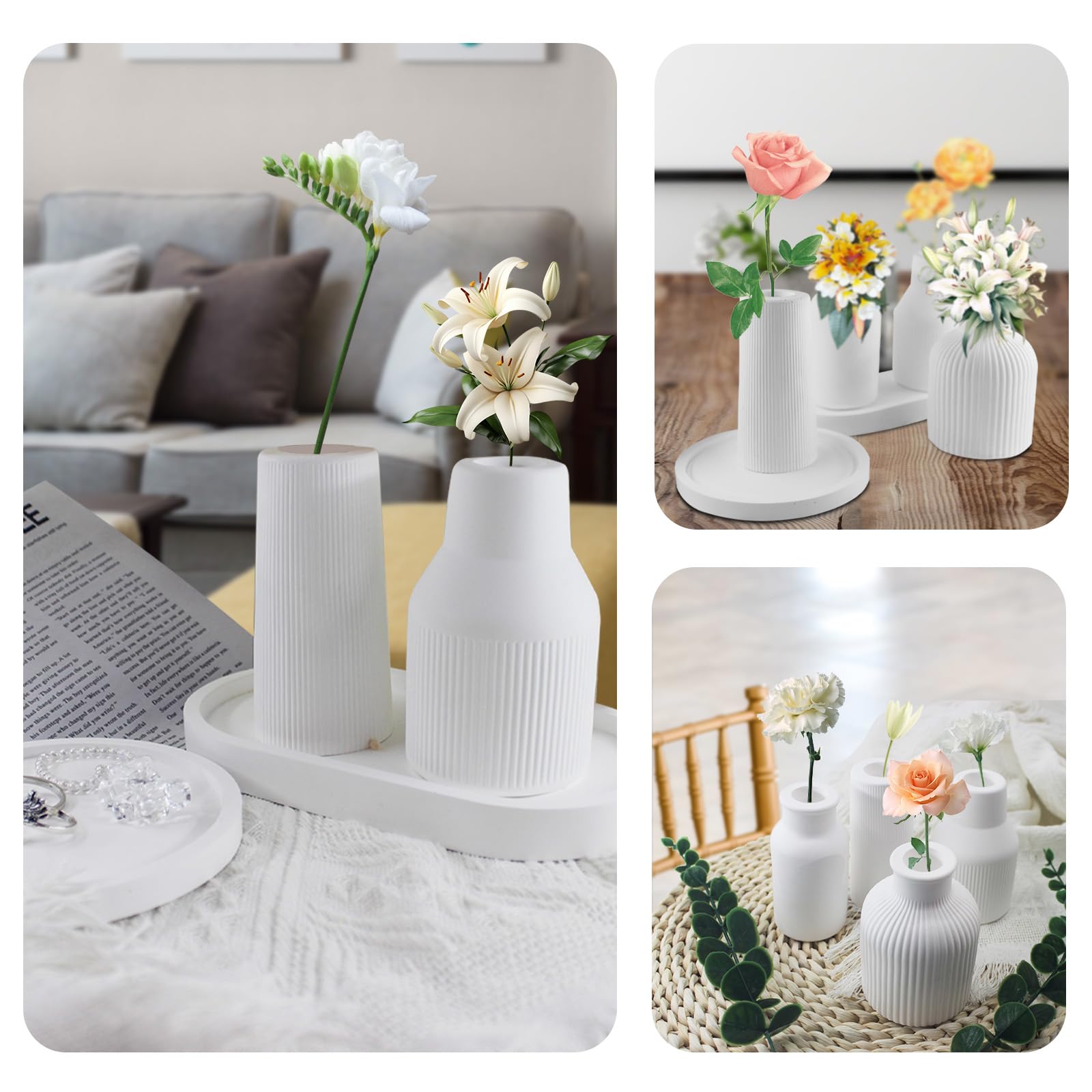 Lot De 3 Vases De Fleurs En Silicone Époxy Moules Diy Vases