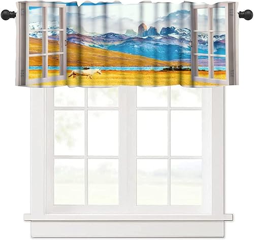 Miniatura 13 de Cortinas de cenefa de bosque gótico, cenefa de cortinas de bosque misterioso con niebla para cocina, dormitorio, sala de estar, 54 x 18 pulgadas