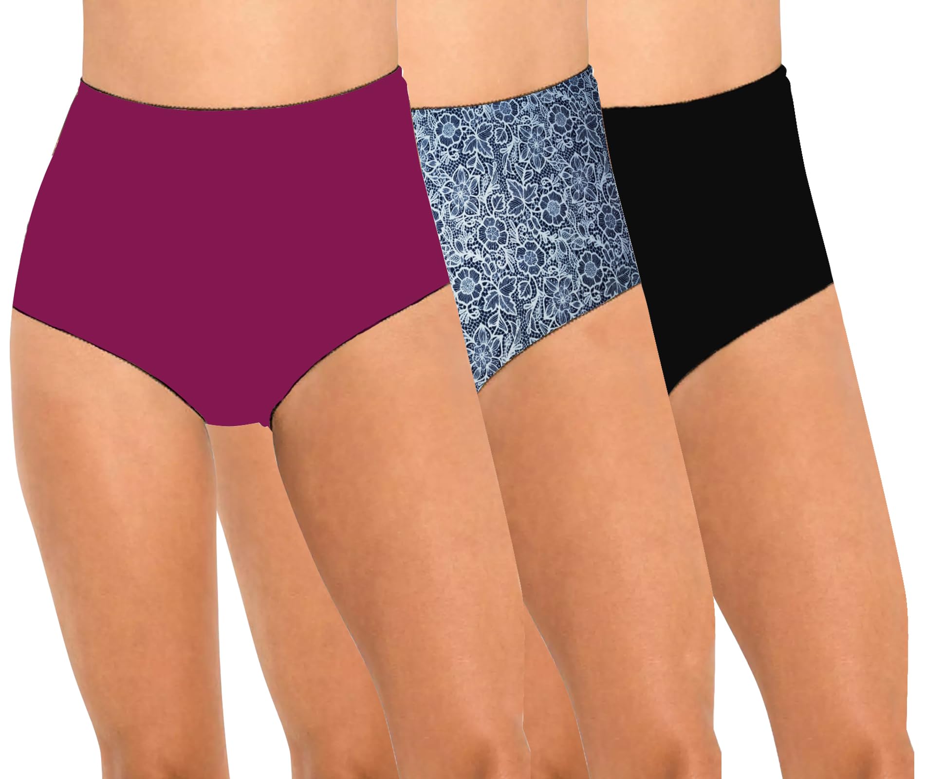 pepperika Women's Plus Size Panties High Waist Cotton Brief Maternity Pregnancy C-Section Recovery Underwear Combo (Pack of Any Random Colours and Prints) Multicolor-picture-37
