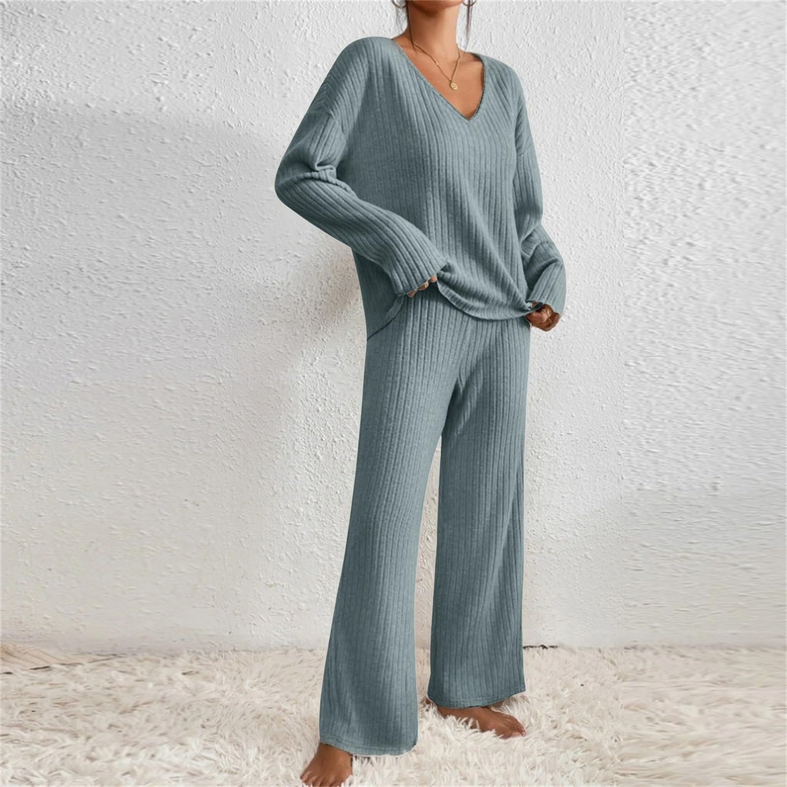 Generisch Conjunto de chándal holgado cómodo de punto para mujer elegante