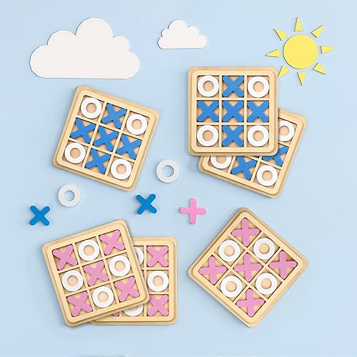 Miniatura 10 de Meooeck Juego de mesa de madera de 6 piezas de Tic Tac Toe XO juego de mesa de ajedrez de madera Tic Tac Toe juego interactivo educativo para niños