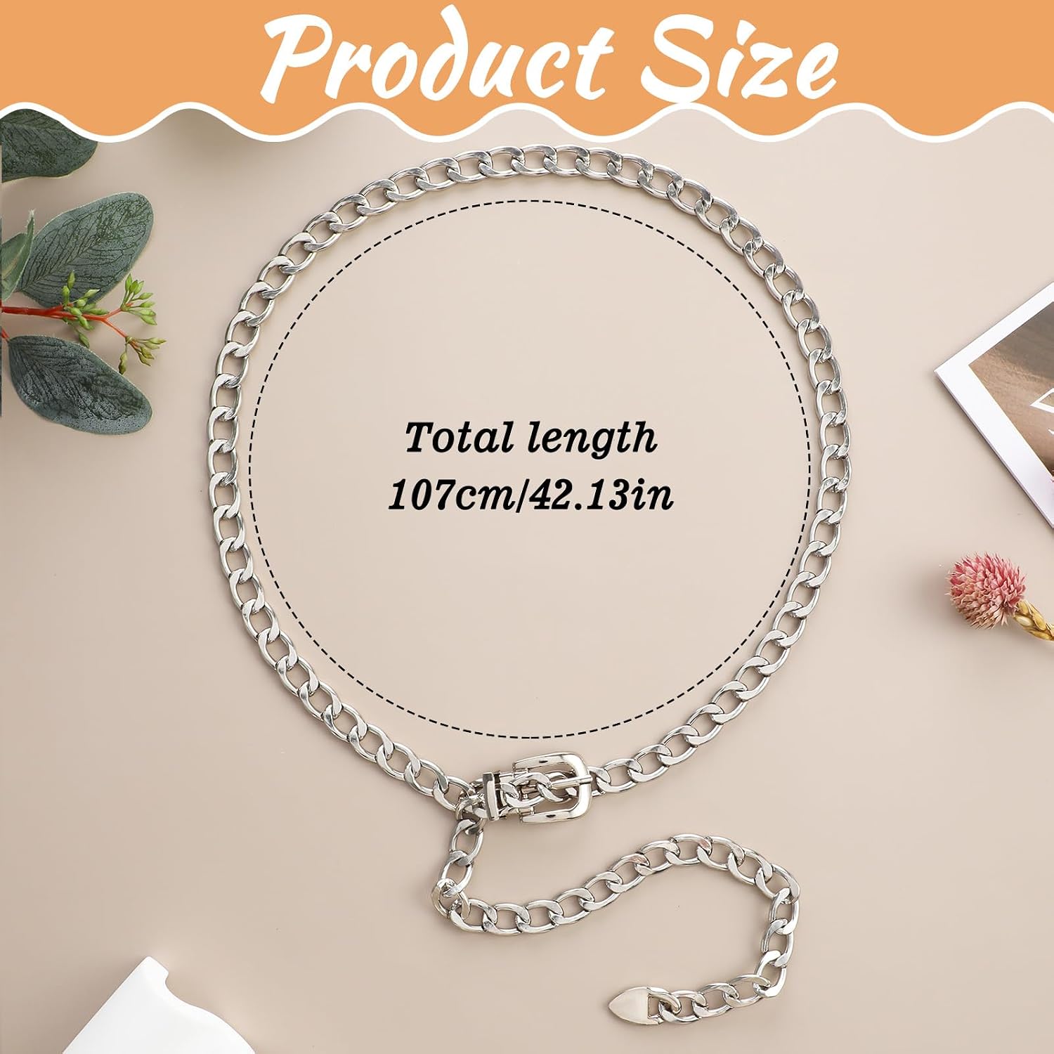 Silver Chain Belt for Women, Adjustable Metal Waist Belt Elegant Silver Chain for Women Girls Dresses, Jeans, Clothes Accessories