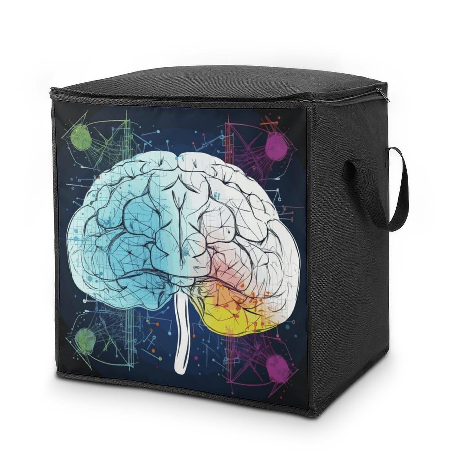 Fekiloot Style Geometry Brain Image With Science Storage Bags With Reinforced Handles,Moving Bag With Zipper,Closet Organizers,Compression Packing Cubes